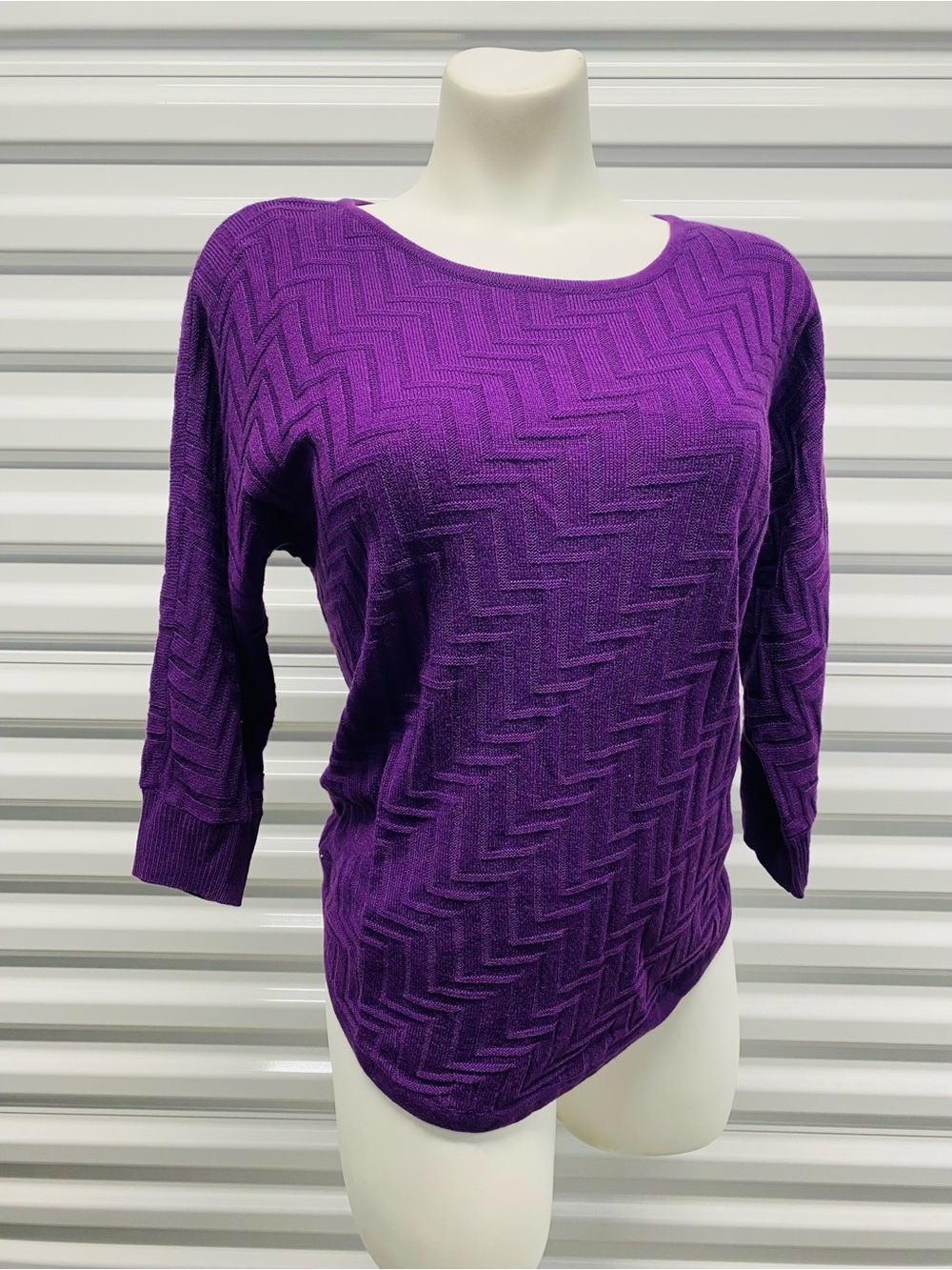 Dana Buchman Purple Chevron Scoop Neck Sweater